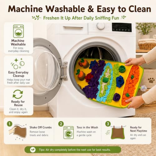 Snuffle Mat for Dogs – Extra Large 32'' x 20'', Washable Slow Feeder Dog Toy, Durable Interactive Dog Puzzle for Mental Stimulation & Nosework Training, with Anti-Slip Suction Cups - color: Blue-Yellow