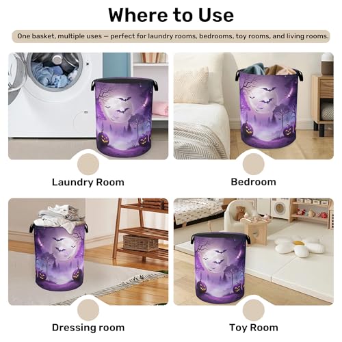 Pumpkin Party Foldable Laundry Hamper - Waterproof Fabric Storage Basket with Handles, Clothes Hampers for Laundry,Bedroom,Dorm - color: Pumpkin Party