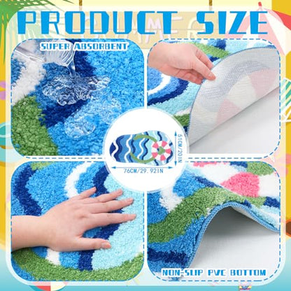 Drydiet Flip Flop Rug Summer Bathroom Cute Thongs Door Mat Flip Flop Shape Shower Bath Mat Decoration Non Slip Washable Bath Rug for Bathroom Shower - style: Flip Flop