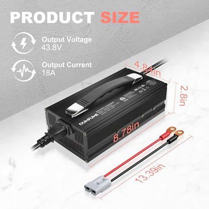 43.8V 18A AC-DC LiFePO4 Battery Charger for 38.4V Lithium Iron Phosphate Battery, with LED Indicators & Anderson Connector, High Charging Efficiency - size: 43.8V 18AH charger