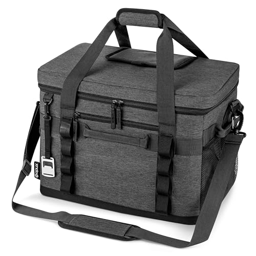 OPUX Collapsible Soft Cooler Bag, 48/60 Can Large Insulated Cooler, Leakproof Soft Sided Cooler with Shoulder Strap & Bottle Opener, Portable Foldable Travel Cooler for Beach, Camping, Road Trip - color: Heather Gray, size: 48 Cans