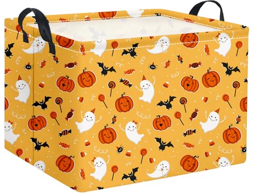 Rectangular Halloween Basket for Boys and Girls Kids Trick or Treat Pumpkin Basket for Halloween Parties Cute Storage Bin Organizer Box Room Decor(Cute halloween ) - color: Cute halloween