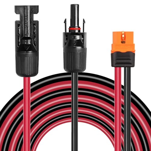 MOOKEERF 10FT Solar Panel to XT60i Adapter Connector - 10AWG Extension Cable for Portable Power Station and Solar Generator - size: 10FT