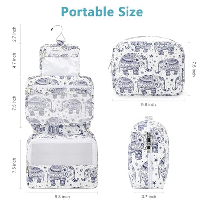 Mossio Hanging Toiletry Bag with Sturdy Hook - Large Portable Cosmetic Makeup Travel Organizer for Men & Women - color: Elephant B