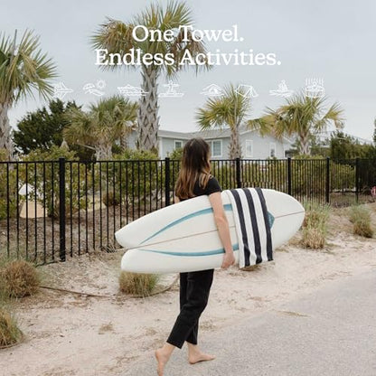 Nomadix Original Towel - Perfect for Beach, Pool, Travel, Camping, Yoga - Made with Recycled Materials - Super Absorbent - Sand Resistant - Cabana Stripe Black - 72.5x30 - color: Cabana Stripe Black