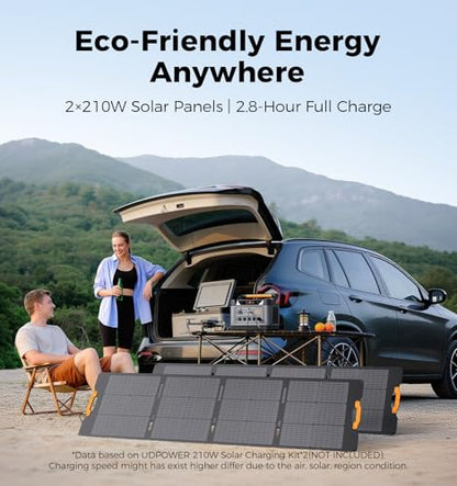 UDPOWER S1200 Solar Generator with 420W Panel, 1190Wh LiFePO4, 1200W (Surge 1800W) UPS, 1.5H Fast Charge, for Home Backup Outdoor RV Emergency - style: Bundle(S1200+2*SP210W)