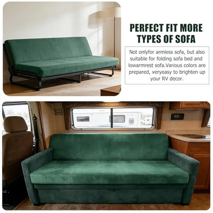 2 Piece RV Couch Covers for Sofa Bed, Stretch Elastic Camper Slipcover for RV Jackknife Sofa Bed, Washable Anti-Slip Furniture Protector, Pet Friendly & Wrinkle Free (Green) - color: Green