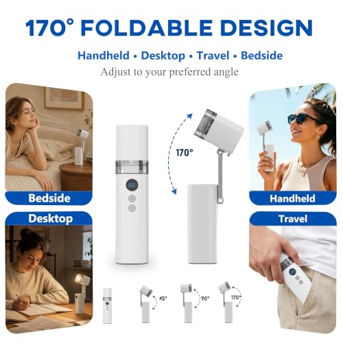 Mini Handheld Turbo Fan with Light, 15000RPM Powerful Handheld Fan 1-100 Speed Turbo Fan with Flashlight,25dB Quiet BLDC Portable Fan For Travel/Summer/Concerts/Lash,Gifts for Women