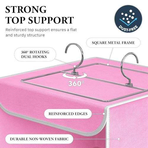 Simple Houseware 3-Shelf Hanging Closet Organizer, Fabric Storage Shelves with 57L Capacity, Pink - color: Pink