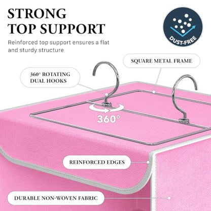 Simple Houseware 3-Shelf Hanging Closet Organizer, Fabric Storage Shelves with 57L Capacity, Pink - color: Pink