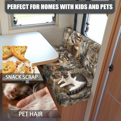 SEANATIVE Deer Camo Hunting RV Dinette Cushion Covers Couch Cover 2 Cushion Sofa Slipcovers for Travel Trailer Couch Prevent Scratches RV Accessories for Inside - color: Deer Camo Hunting