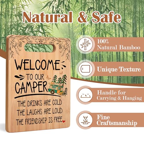 Camping Welcome Cutting Chopping Board, Gifts for Camping Lovers Campers, Welcome to Our Camper Bamboo Cutting Boards for Kitchen - color: Camping B