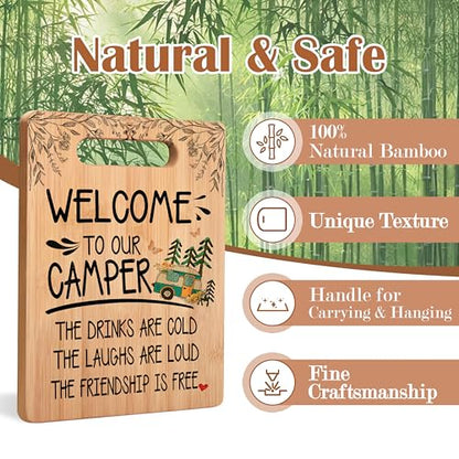 Camping Welcome Cutting Chopping Board, Gifts for Camping Lovers Campers, Welcome to Our Camper Bamboo Cutting Boards for Kitchen - color: Camping B