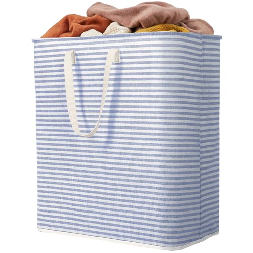 Lifewit 1 Pack Laundry Basket 100L Each, Collapsible Clothes Hamper with Reinforced Handles, Freestanding Waterproof Design for Bedroom and Laundry Room, Blue 100L Total - color: Blue, size: 100L