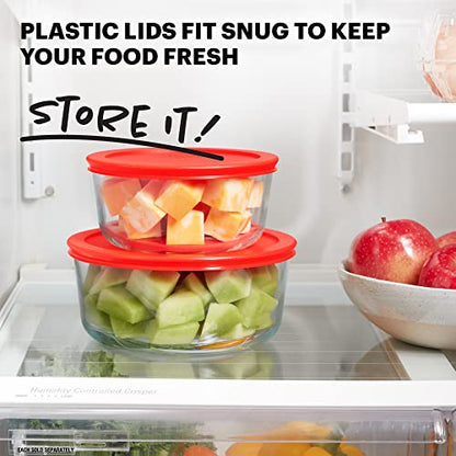Pyrex Simply Store Glass Food Storage Container, Snug Fit Non-Toxic Plastic BPA-Free Lids, Freezer Dishwasher Microwave Safe, 7 Cup - size: 7 Cup