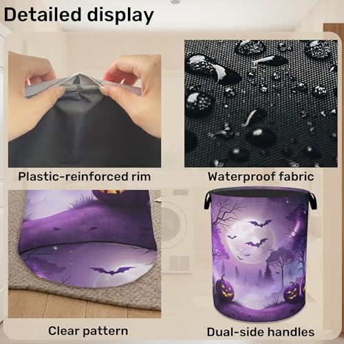 Pumpkin Party Foldable Laundry Hamper - Waterproof Fabric Storage Basket with Handles, Clothes Hampers for Laundry,Bedroom,Dorm - color: Pumpkin Party