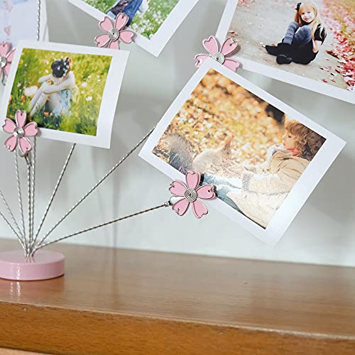 8-Branch Family Tree Picture Frame Holder, Card Photo Clips Holder Desk Stand for Memo Paper Note Photo Christmas Wedding Card Display (Cherry Blossoms) - style: Blossoms