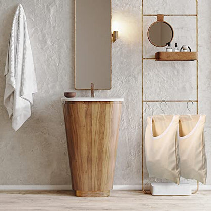 Eccliy 2 Pcs Canvas Clothespin Bag with Hanging Hook for Clothesline Outdoor 15 x 11 Inch Summer Laundry Clothes Pin Holder Portable Pin Hanging Bag Pin Storage Organizer for Home Balcony Travel,Beige