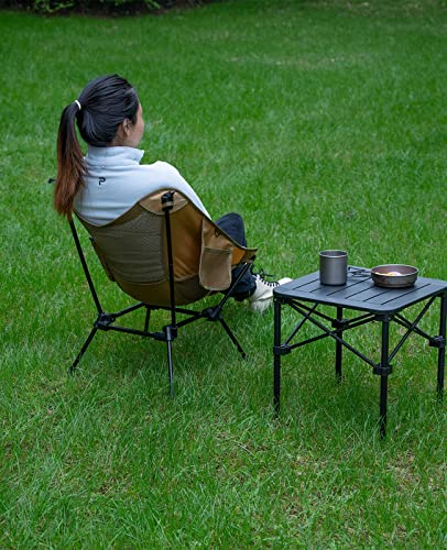 iClimb Ultralight Compact Camping Folding Beach Chair with Anti-Sinking Large Feet and Back Support Webbing (Brown - Square Frame - 2PC) - color: Brown (Square Frame)