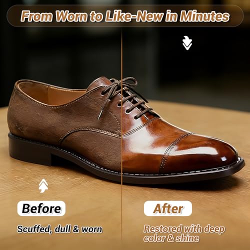 Cruzix Leather Shoe Polish Kit- Shoe Shine Gift for Men with Black Brown Neutral Shoe Polish Horsehair Brush Sponge Cloth - color: 3 Shoe Polish + 5 Tools