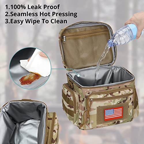 ATRIPACK Lunch Box for Men, Tactical Lunch Bag MOLLE Webbing Leakproof Insulated Large Lunch Cooler Women Adult Meal with Adjustable Shoulder Strap Durable Lunch Pail (Camo-Brown) - color: Camo-Brown, size: Medium