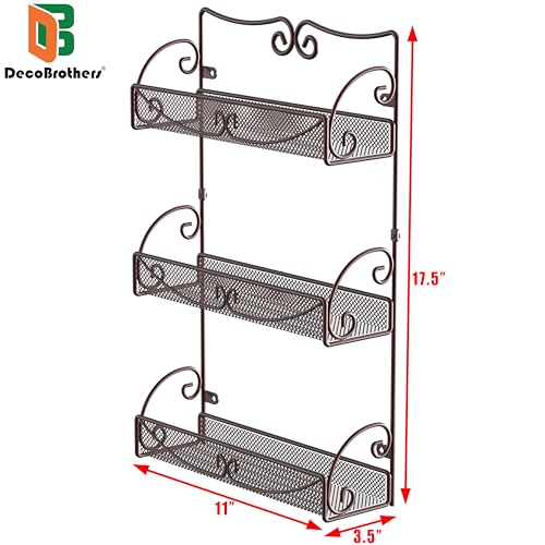 Deco Brothers 3 Tier Wall Mounted Hanging Spice Rack, Bronze - size: 1-Pack