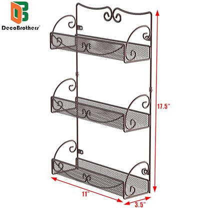 Deco Brothers 3 Tier Wall Mounted Hanging Spice Rack, Bronze - size: 1-Pack