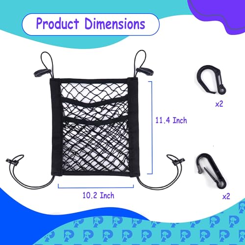 Dog Car Net Barrier Pet Barrier with Auto Safety Mesh Organizer - Stretchable Storage Bag - Universal Fit for Cars and SUVs - Easy Install Car Divider for Safe Driving with Children, Pets