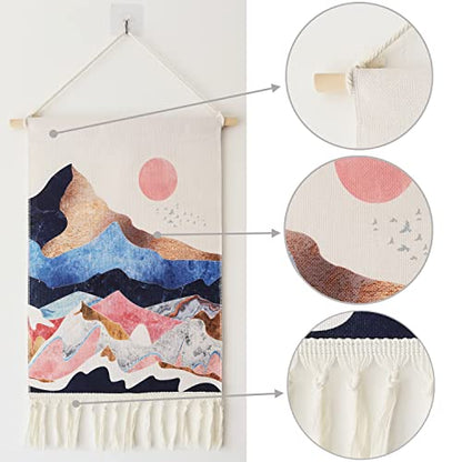 2Pcs Printed Wall Tapestry Hanging Decor, 14x24" Cotton Prints Boho Chic Bohemian Morocco Landscape Scenery Tapestries Poster Art Gift for Apartment Dorm Kids Livingroom Bedroom Door Entrance