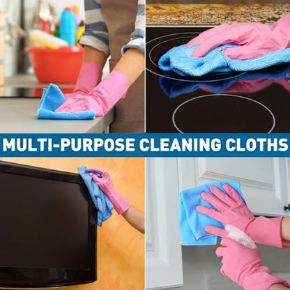TEAWOO Microfiber Cleaning Cloths-15 Pack, Cleaning Rags, Microfiber Towels for Cars, Home Blue (12x12 inches) - color: Blue