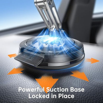 SYNCWIRE for MagSafe Car Mount, [3-Axis Adjustable] Vacuum Magnetic Phone Holder, Replaceable Suction Cup (Dashboard/Windshield), 360° Rotation, Foldable, for iPhone 17-12 Pro/Max/Plus, Carbon-Fiber - color: Carbon Fiber