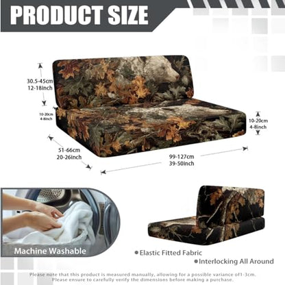 Bear Camo Print RV Dinette Cushion Covers Washable Sofa Furniture Protector Stretch RV Couch Covers Include 1 Backrest Cover 1 Bench Cover and 1 Pillowcase - color: Bear Camo