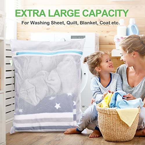 OTraki Large Mesh Washing Bag 43 x 35 Inch XXL Mesh Laundry Bag, Blue | Lingerie Bags for Laundry Large Washer Bag for Travel Camp College Dress Bedding Blanket Sheet Don't Drying, Melting 140-176℉ - size: 43 x 35 inch