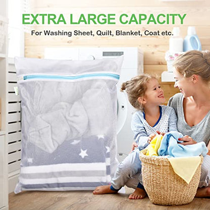 OTraki Large Mesh Washing Bag 43 x 35 Inch XXL Mesh Laundry Bag, Blue | Lingerie Bags for Laundry Large Washer Bag for Travel Camp College Dress Bedding Blanket Sheet Don't Drying, Melting 140-176℉ - size: 43 x 35 inch