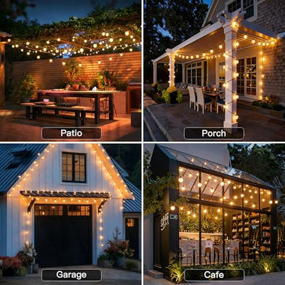 150FT Outdoor String Lights with Remote, 75 + 4 Spare G40 LED Bulbs Plug in Connectable Dimmable Patio Lights, Waterproof Hanging Lights for Outside Backyard Balcony Yard Deck Party - style: 150FT-G40(Remote+Dimmer)