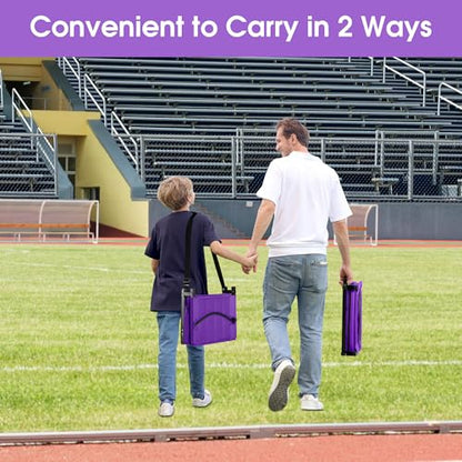 Stadium Seat for Bleachers with Back Support, Portable Bleacher Seat with Wide Comfy Padded Cushion, Metal Hook, Folding Stadium Chair with Shoulder Strap, Carry Handle, Cup Holder, Purple - color: Purple