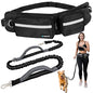 PetAmi Hands Free Dog Leash, Dog Running Leash Belt Bag for Walking, Jogging, Dog Waist Double Zipper Pouch with Poop Bag Dispenser, Dual Padded Handles Reflective Bungee Leash, Single (Black) - color: Black, size: 1 Leash