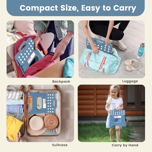 HBTower Folding Step Stool 9 Inch - Holds 600 lb, Non-Slip Surface & Carry Handle - Sturdy Step Stool for Kids, Toddlers & Adults - Compact Foldable Foot Stool for Kitchen, Bathroom, Bedroom(Blue) - color: Blue