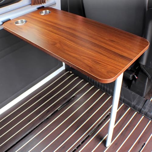 RV Folding Wall Table, Folding Camp Table with Reserve Sink Cup Detachable RV Table Folding Table for Small Space MPV Caravan Boat Yacht(Brown) - color: Brown