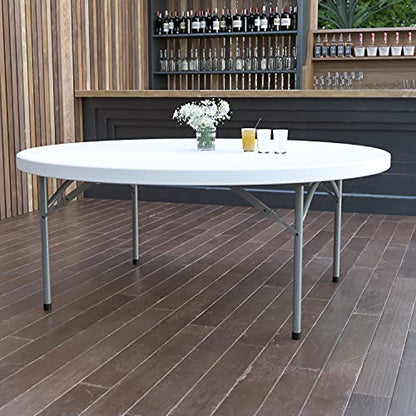 Flash Furniture Elon 6' Round All-Occasion Plastic Folding Event Table, Foldable Portable Banquet Table for Indoor/Outdoor Events, White - size: 6 Foot