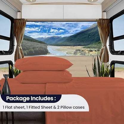 SGI bedding RV King Bed Sheets Set – Premium 600 TC Egyptian Cotton, Crisp Cooling Sateen Weave, Extra Soft Hotel Collection, Fits Mattresses Up to 16 Inch Deep, Breathable Long Lasting – Terracotta - color: 15 - Terracotta, size: RV King