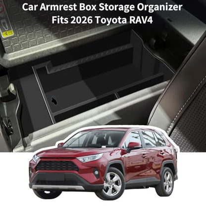 Center Console Tray Organizer Fits for RAV4 Accessories 2026 and 2026 RAV-4 Prime, Armrest Insert Container ABS Material Secondary Storage Box - size: RAV4-Center Organizer-26