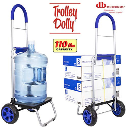 dbest products Trolley Dolly Blue Foldable Shopping cart for Groceries with Wheels and Removable Bag and Rolling Personal Handtruck, Standard - color: Blue, style: Cart