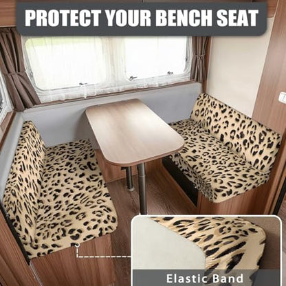 RV Dinette Cushion Covers Brown Leopard Stretch Camper Couch Cover with Seat Covers and Backrest Cushions, Camper Seat Protector Dinette Booth Sofa Slipcover for Rv - color: Brown Leopard