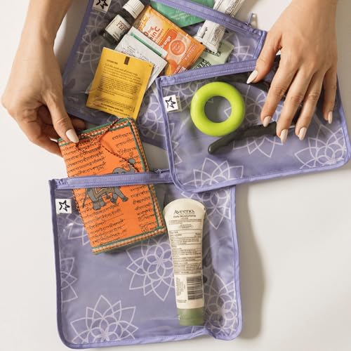 Tiny Twinkle Diaper Bag Organizing Pouches|3 Pack Mess-Proof Clear Front Travel Organizer Bags&TSA Approved Toiletry Bag Set for Baby and Mom Essentials - color: Lotus