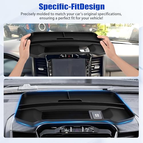 12 inches and 14.4 inches Screen Dashboard Storage Organizer Compatible with Dodge RAM 1500 2019-2026, Anti-Slip Silicone Dashboard Tray Replacement Accessories