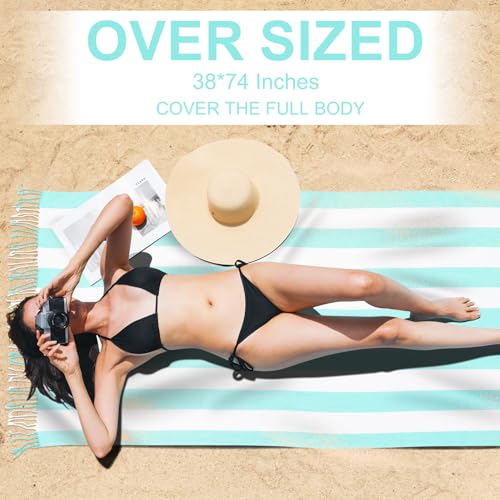 Genovega 6 Oversized Turkish Beach Bath Towel Set Bulk 74"x38" Extra Large Sand Free Quick Dry Swimming Camping Pool Clearance Towels Blanket Essentials Adult Multi Stripes Pink - color: Multi Pink Set