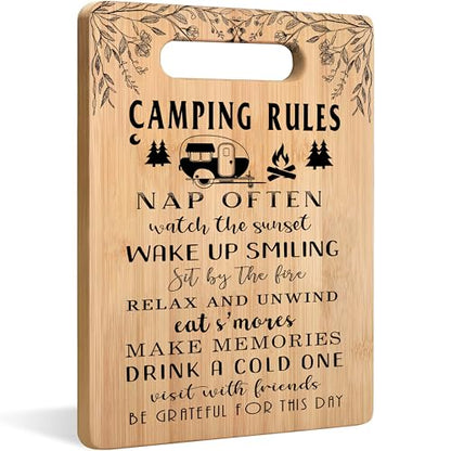 Camping Rules Cutting Chopping Board, Gifts for Camping Lovers, Camper Gifts for Women Men, Bamboo Cutting Boards for Kitchen - color: Camping C
