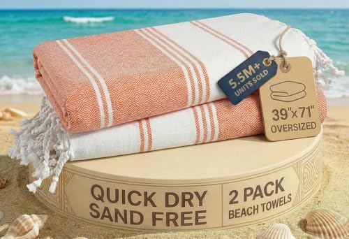 LANE LINEN Turkish Beach Towel 2 Pack, Oversized Beach Towel 39"x71", Beach Essentials for Women, Large Pool Towel, Absorbent & Quick Dry, Sand Free Beach Towel - Bird of Paradise - color: 31: Bird of Paradise, size: Pack of 2