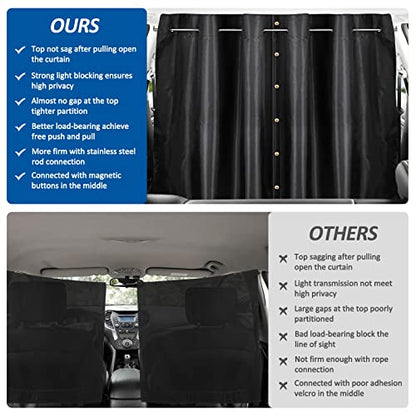 XCBYT Car Privacy Curtains - Van Curtians with Stainless Steel Adjustable Length Crossbar Car Window Shades for Van SUV Truck for Travel Nap Camping - color: Divider(Waterproof, 62.9")